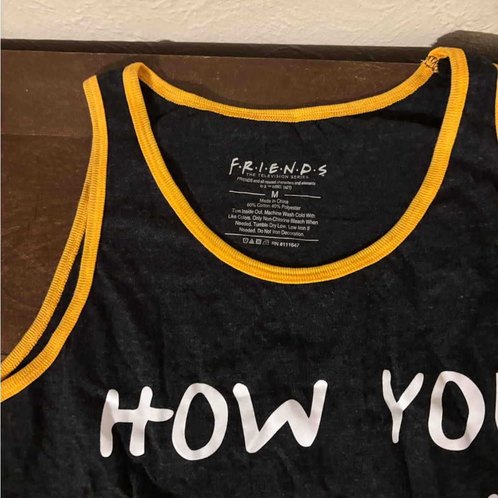 FRIENDS Black Tank Top with Yellow Accents - Picture 2 of 3